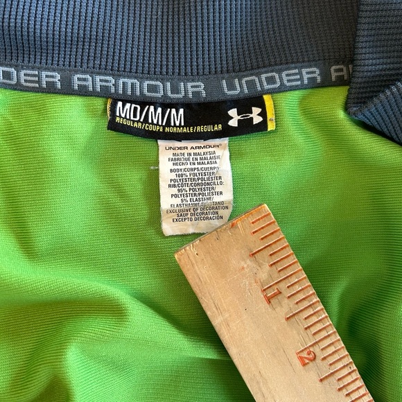 Under Armour Men's Track Jacket Neon Med Green Gray Full Zip, Gym Fitness Casual - Picture 6 of 10